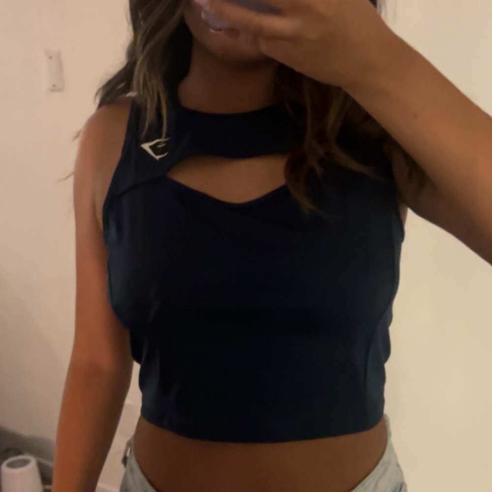 navy blue gym shark tank top